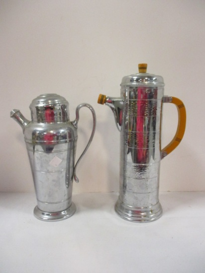 Two Farber Art Deco Silver Tone Cocktail Shaker/Pitchers