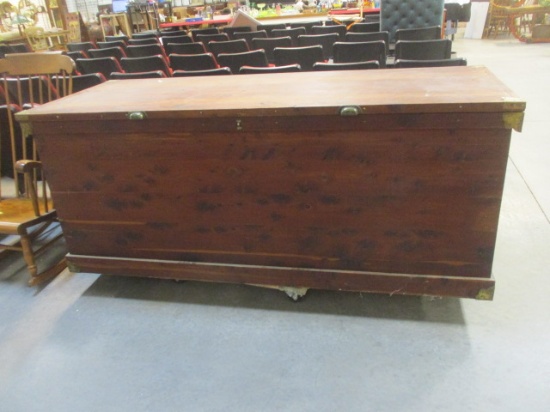Antique Hand Constructed Cedar Chest w/ Brass Accents
