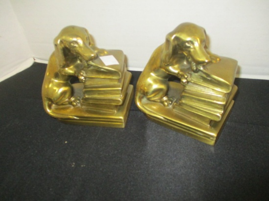 Pair of Brass Dachshund Bookends