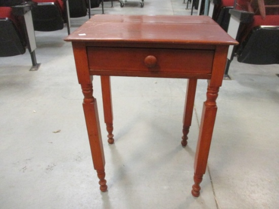 Vintage Single Drawer Side Table with Turned Legs