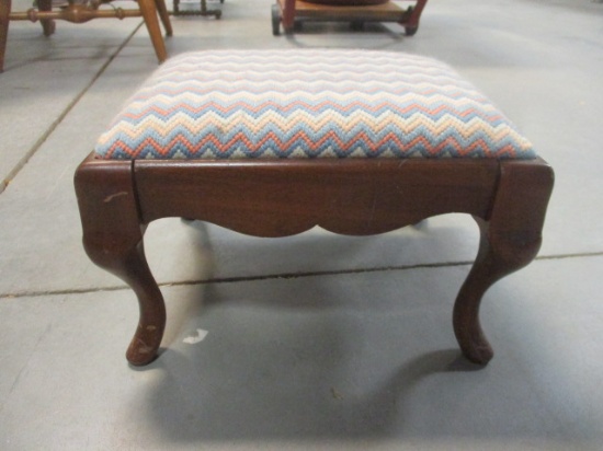 Queen Anne Leg Footstool with Needlework Cushion
