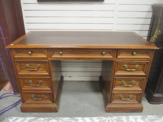 Oak Desk with Leather Insert Top