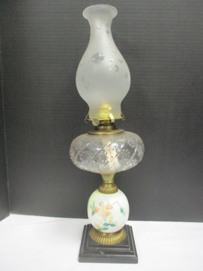 Vintage Handpainted Oil Lamp