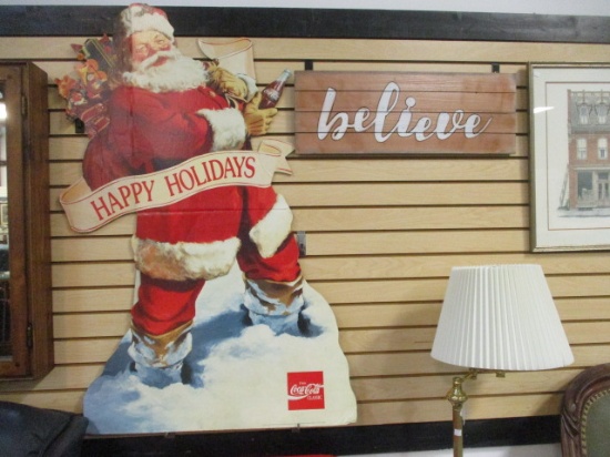 Coca-Cola Santa Holiday Stand-Up and "believe" Plaque