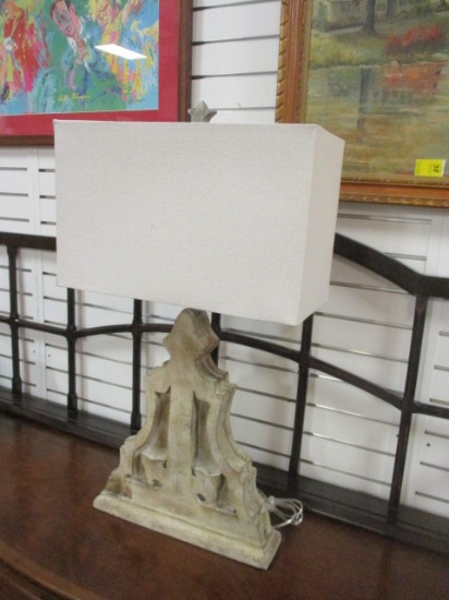 Sculpted White Washed Table Lamp