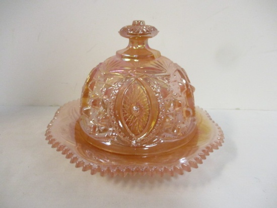 Pink Opalescent Butter Dish