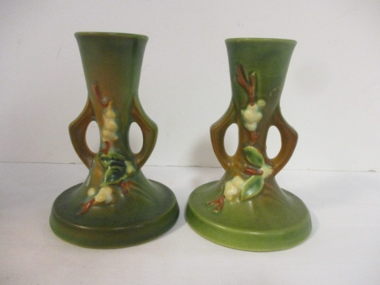 PR of Roseville Green Snowberry Candle Holders