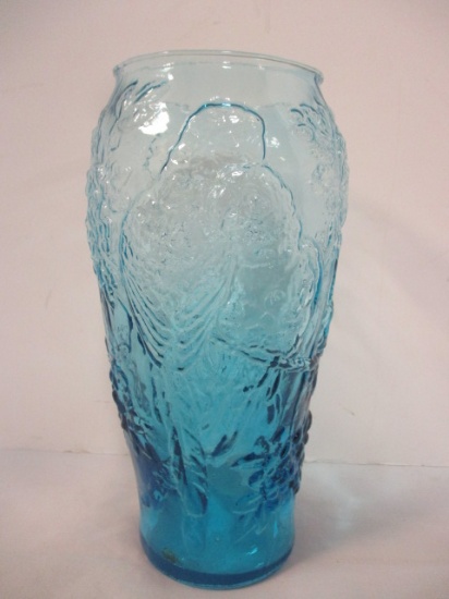 Indiana Glass Aqua Blown Ware Parrot Vase