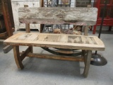 Antique Rustic Wood Plank Bench