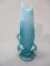 Vintage Blue Opalescent Corn Vase 8