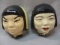 2 Vintage Chinese Faces Wall Pockets