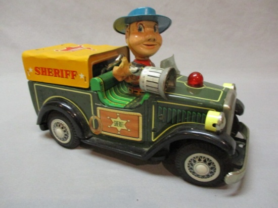 1950's/60's Tin Sheriff Car Battery Operated 10" x 6 1/2"