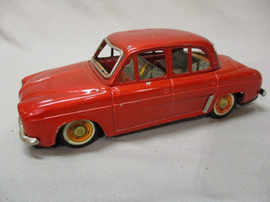 Vintage Renault Dauphine Tin Friction Toy Car - Made In Japan