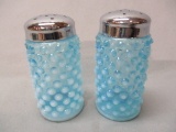 Blue Opalescent Hobnail Salt & Pepper Shakers 3