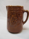 Vintage Grapevine On Trellis Brown Glazed Stoneware Pottery Pitcher 8