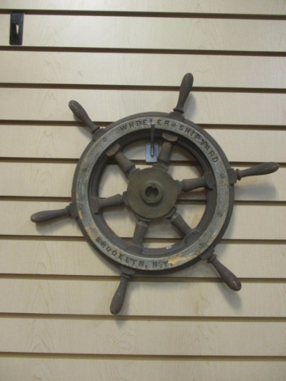 Vintage "Wheeler Shipyard, Brooklyn, NY" Nautical Ship Wheel