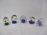 5 Fish Blown Glass Paperweights