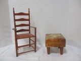 Wood Doll Chair and Table/Stool
