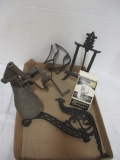 Vintage Cast Iron and Metal Lot - Ice Skate Sharpener, Hanging Hook, etc.