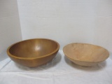 2 Large Wood Dough Bowls