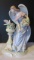 Handpainted Porcelain Angel with Flowers and Dove Statue