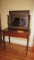 Antique Mahogany 2 Drawer Vanity with Stand Mirror