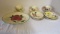 Grouping of Vintage Unmarked Blue Ridge Pottery Cups, Plates and Platter