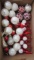 Large Grouping of Red and White Glass Christmas Ornaments