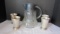 Crystal and Silverplated Carafe with Ice Insert and Four Silverplated Julip Tumblers