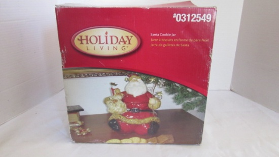 Holiday Living Santa Cookie Jar in Original Box