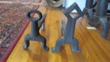 Two Antique Cast Iron Andirons