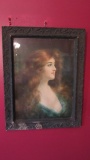 Antique Framed Lithograph Portrait of Woman