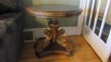 Round Banded Top Pedestal Side Table