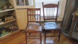 Two Victorian Oak Side Chairs