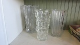 Three Tall Glass/Crystal Vases