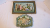 Two Handpainted Chalkware Relief Design Plaques