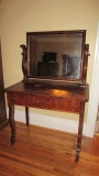 Antique Mahogany 2 Drawer Vanity with Stand Mirror