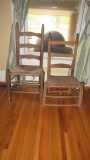 Two Antique Ladder Back Mule Ear Chairs