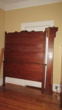 Full Size Antique Carved Victorian Bed with Wood Rails and Slats