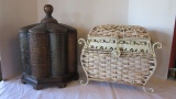 Metal Frame Woven Hinged Lid Box and Flower Shape Lidded Box