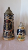 Two German Steins with Pewter Lids