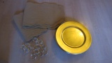 Two Quilted Table Runners, Gold Chargers and Napkin Rings