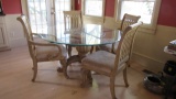 Regency House Beveled Glass Top Pedestal Table , Two Armchairs and Two Side Chairs