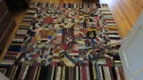 Beautiful Antique 1886 Hand Stitched Crazy Quilt with Needlework and Applique Panels