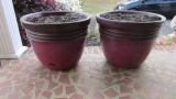 Pair of Large Burgundy Light Weight Planters