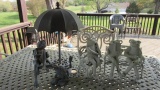 Two Sets of Cast Metal Frog Yard Art