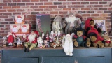 Four Totes of Santa and Teddy Bear Holiday Decorations