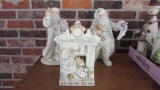 Three Handpainted Porcelain Santa Figures