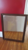 Vintage Heavy Wood Frame Beveled Mirror