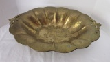 Large Hammered Brass Footed Centerpiece